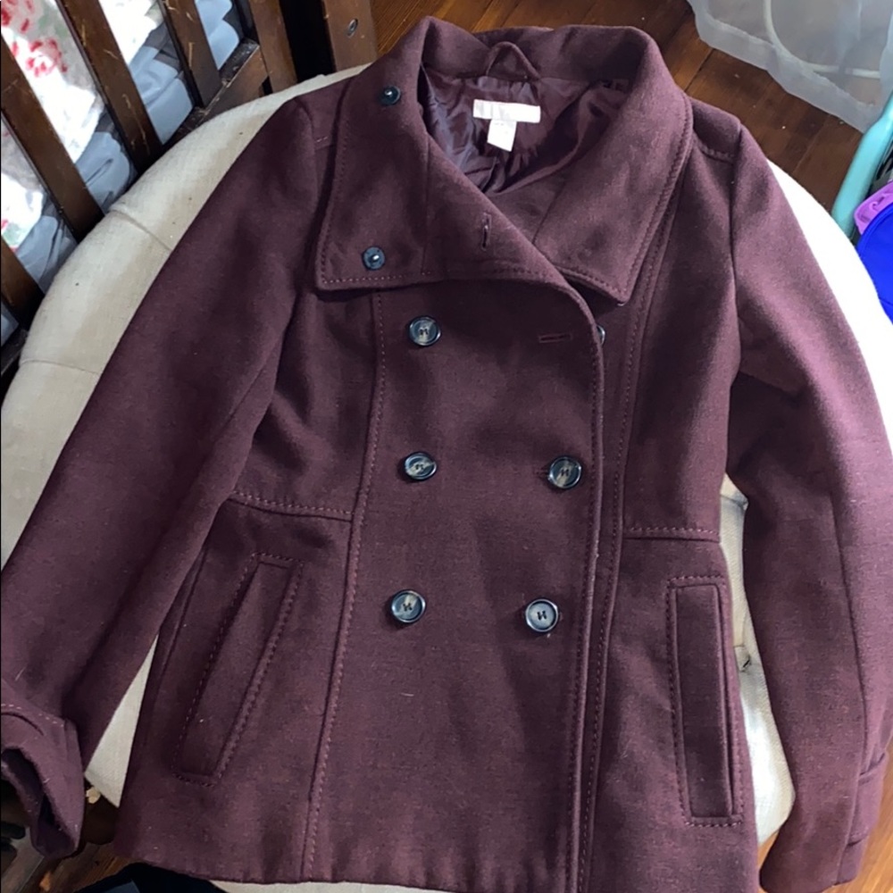 H&M maroon pea coat